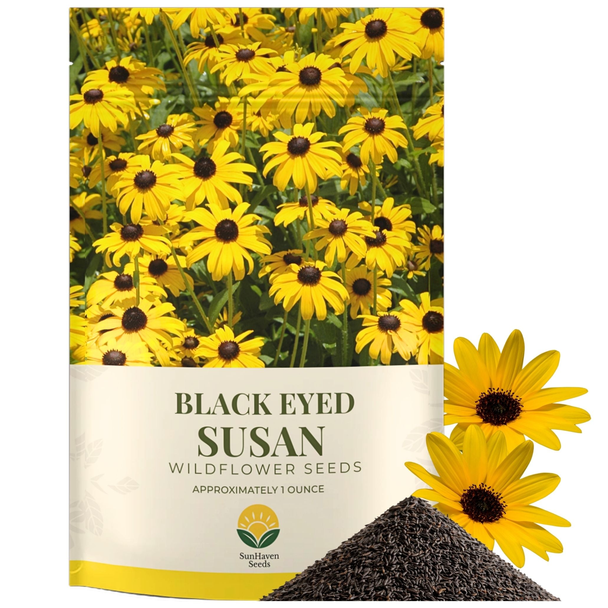 Black Eyed Susan Seeds – 100,000+ Seeds – 1 oz Bulk Extra Large Resealable Packet – Premium Non-GMO Rudbeckia hirta Wildflower Seeds with Bright Yellow Blooms